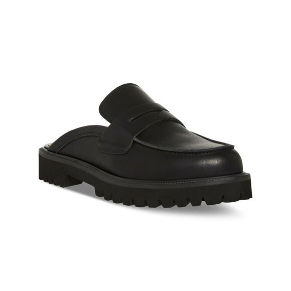 AQUA COLLEGE Shoes - AQUA COLLEGE Womens Black Penny Keeper Fever Round Toe Slip On Leather Mules 8 M